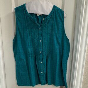 LOFT - turquoise sleeveless shirt - size XL